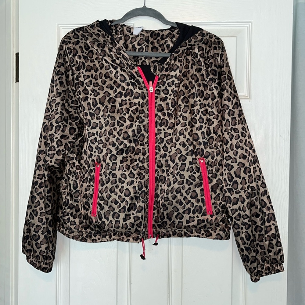 JACKET,26 International Athletic Collection,Leopard Print, Hot Pink Zipper,Lined